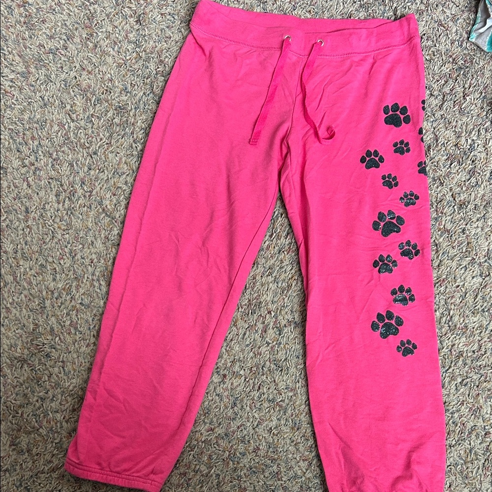 Rue21 Pink Joggers with Black Paw Prints